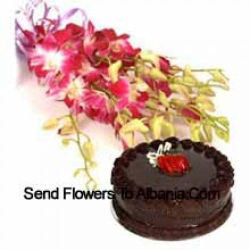 1/2 Kg Truffle Cake with Pink Orchids