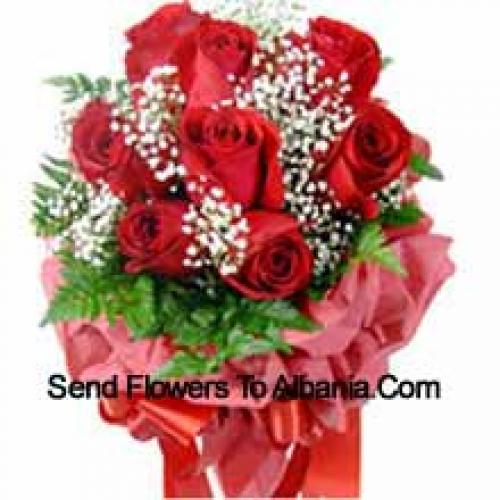 9 Wrapped Red Roses