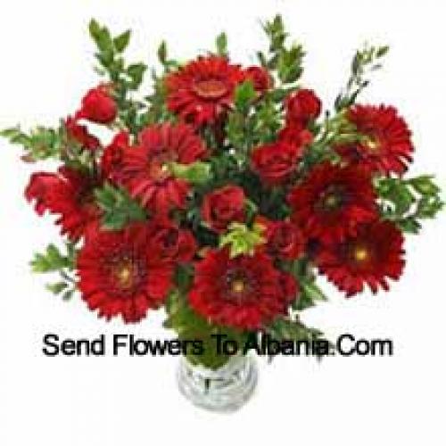 Cute Roses and Gerberas in Vase