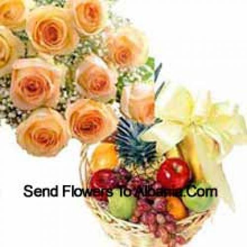 11 Orange Roses with 3 Kg Fruits