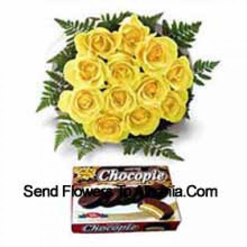 11 Beautiful Yellow Roses with Chocolate Box