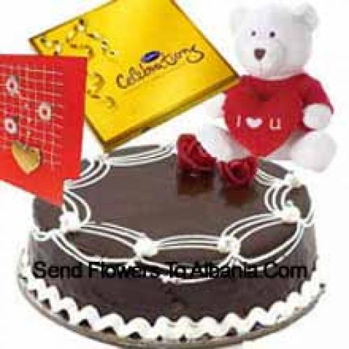 1 Kg Truffle Cake with Chocolates and Cute Teddy