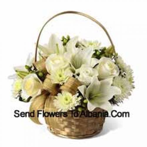 Basket of Assorted White Flowers